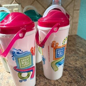 Pink & White Kids Water Bottle with Straw Lid